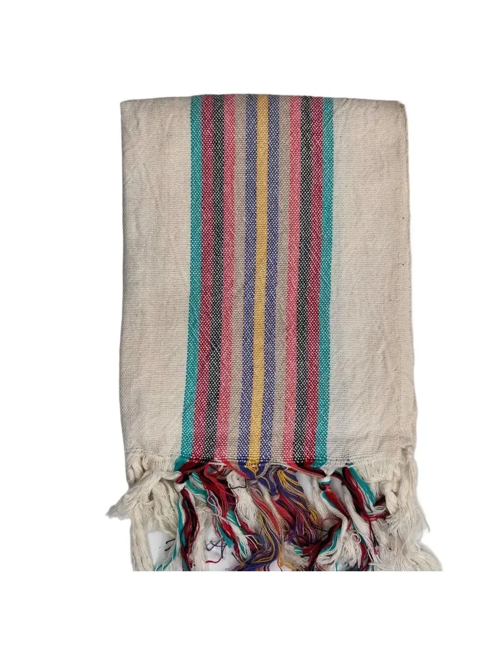 Striped Cotton Hand Towel Hand Tied Tassels Hand Loom Weave Stripes